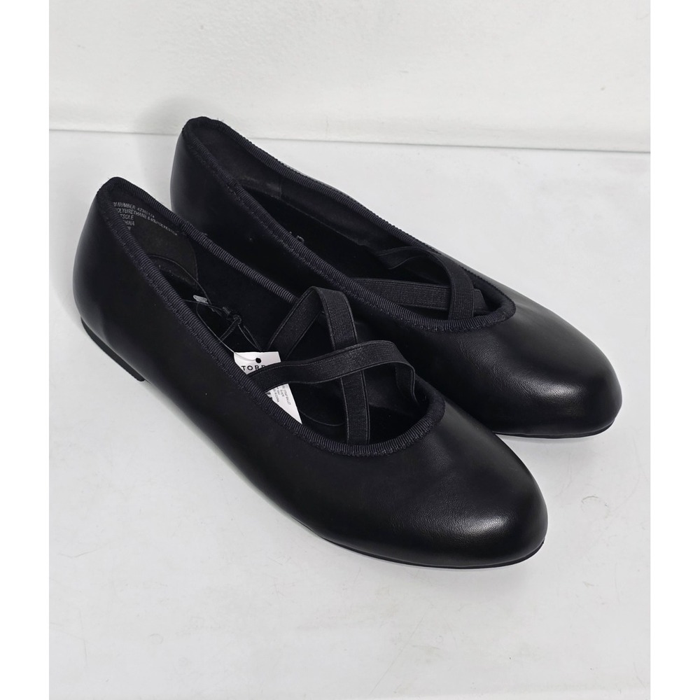 Torrid Womens 8 WW Extra Wide Elastic Cross Straps Ballet Flats NEW Black